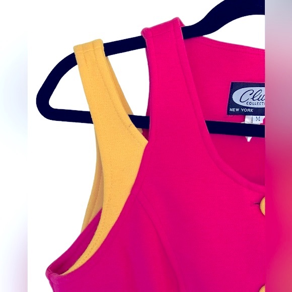 Vintage Clues Collection Barbie Pink Yellow Sleeveless Knee Length Dress Size M - Picture 8 of 10